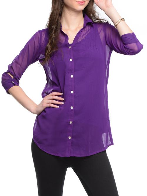 purple cotton regular shirt - 12950422 - Very Small Image - 1