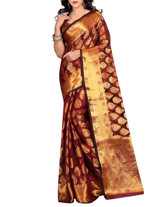 red banarasi art silk saree with blouse - 12953091 - Very Small Image - 1