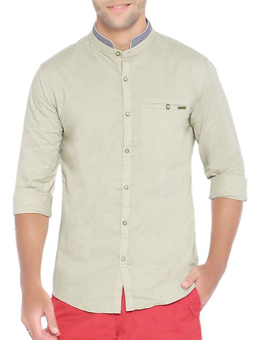 beige cotton casual shirt - 12955424 - Very Small Image - 1