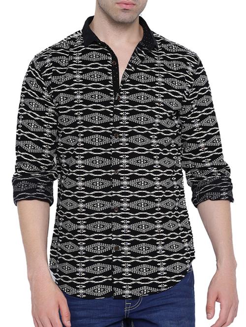 black cotton printed casual shirt - 12956706 - Very Small Image - 1