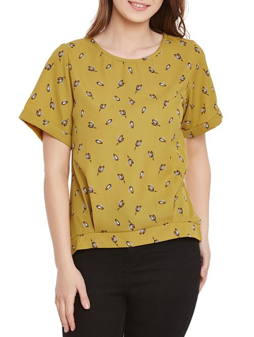 yellow printed georgette regular top - 12958027 - Very Small Image - 1