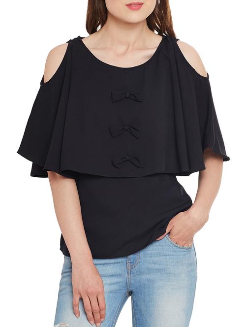 black crepe regular top - 12958035 - Very Small Image - 1