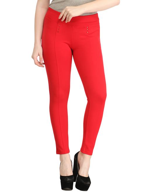 red cotton lycra jeggings - 12958408 - Very Small Image - 1