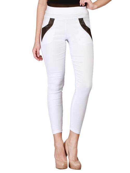 white cotton lycra jeggings - 12958472 - Very Small Image - 1