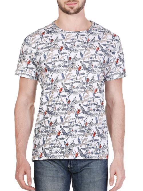 grey cotton floral printed t-shirt - 12960394 - Very Small Image - 1
