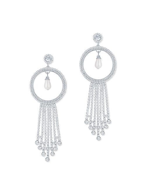 white metal chandelier earrings - 12960896 - Very Small Image - 1