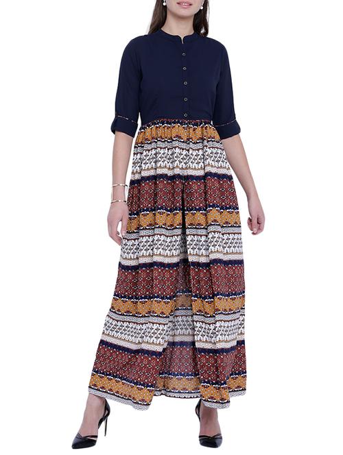 blue a-line kurta - 12961368 - Very Small Image - 1