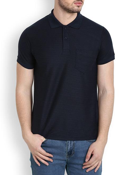 solid navy blue cotton t-shirt - 12961507 - Very Small Image - 1