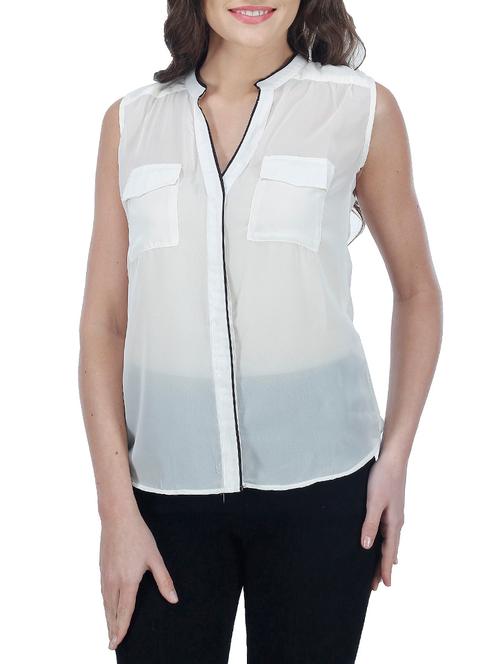 white polyester regular shirt - 12963777 - Very Small Image - 1