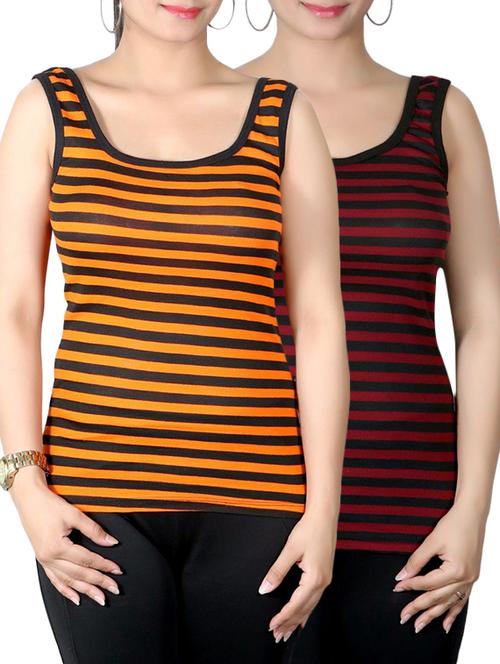 set of 2 multicolored striped cotton tank top - 12963918 - Very Small Image - 1