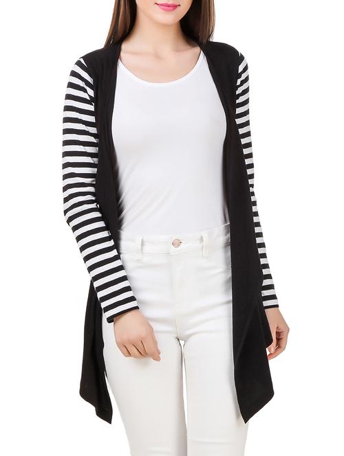 black striped jersey asymmetric shrug - 12964744 - Very Small Image - 1