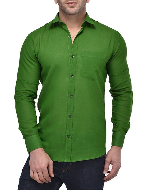 green cotton casual shirt - 12970330 - Very Small Image - 1
