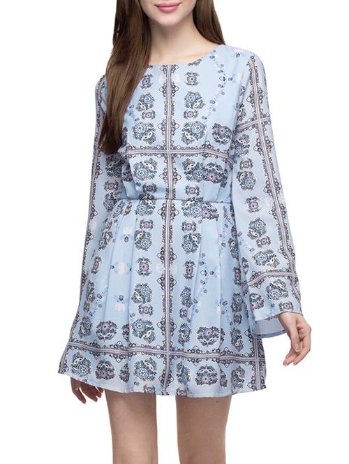 light blue printed a-line dress - 12970480 - Very Small Image - 1