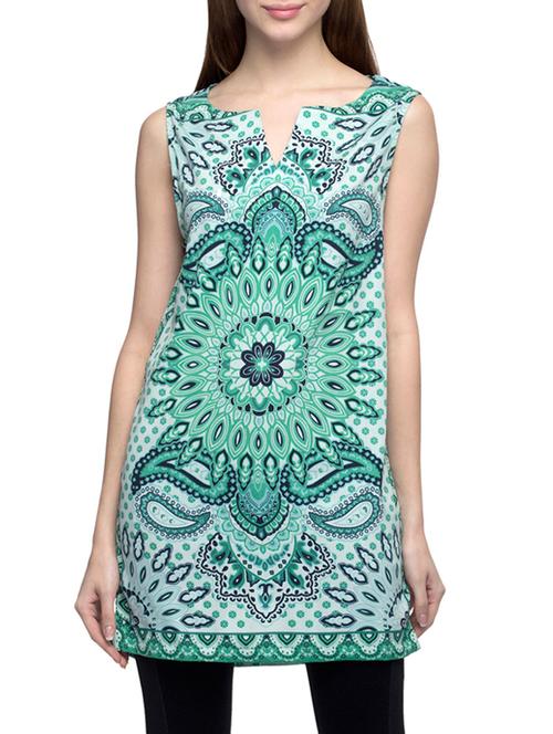 green paisley printed polyester regular tunic - 12970565 - Very Small Image - 1