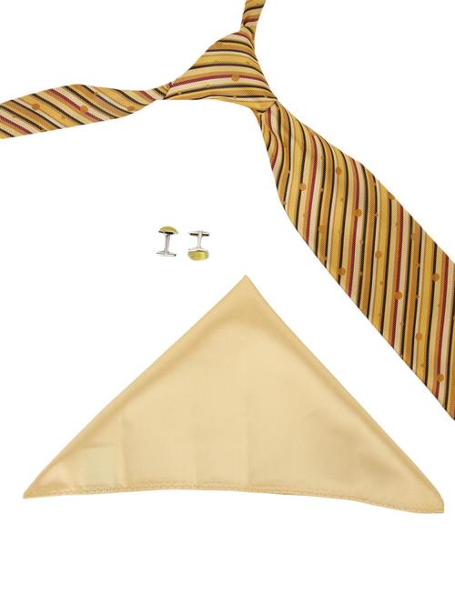 yellow fiber tie and a pair of cufflinks - 12970684 - Very Small Image - 1