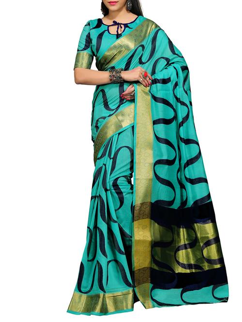 turquoise cotton woven saree - 12971992 - Very Small Image - 1