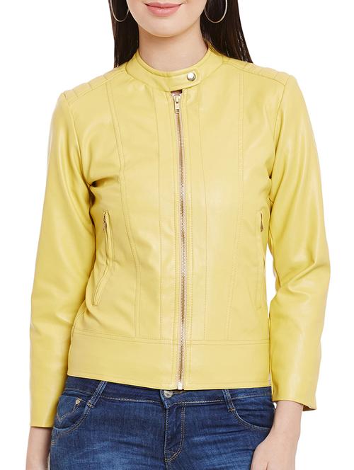 yellow faux leather jacket - 12972504 - Very Small Image - 1