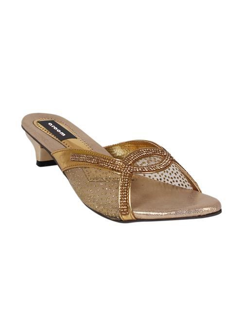 gold fabric slip on sandals - 12972977 - Very Small Image - 1