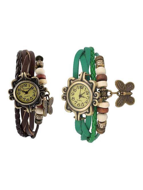 jay creation multi color leather belt women's analog watch pack of 2 - 12974141 - Very Small Image - 1