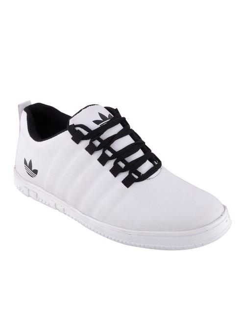 white leatherette lace up sneaker - 12974414 - Very Small Image - 1