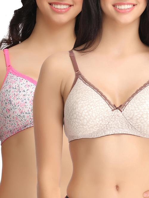 set of 2 multicolored printed cotton bras - 12974999 - Very Small Image - 1