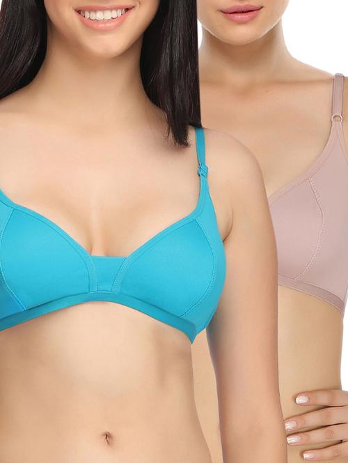 set of 2 multicolored printed cotton bras - 12975006 - Very Small Image - 1