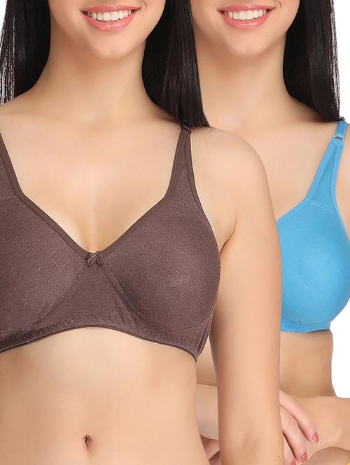 set of 2 multicolored cotton bras - 12975028 - Very Small Image - 1