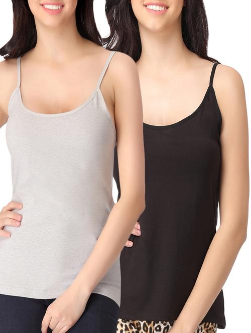 set of 2 multicolored cotton camisoles - 12975040 - Very Small Image - 1