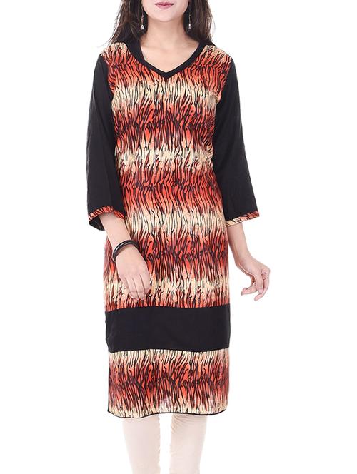 orange rayon straight kurta - 12975418 - Very Small Image - 1