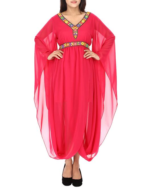 pink embellished georgette dress - 12976983 - Very Small Image - 1