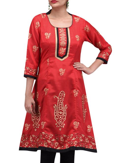 red santoon printed kurta - 1297755 - Very Small Image - 1