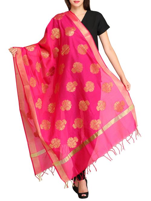 pink chanderi dupatta - 12978636 - Very Small Image - 1