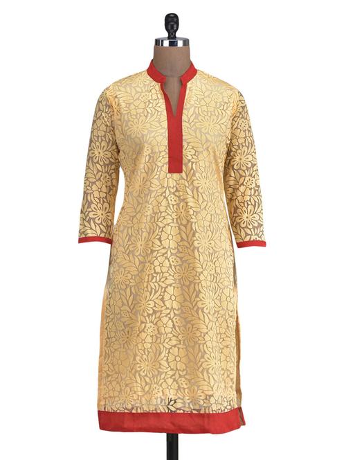 beige brasso straight kurta - 1297945 - Very Small Image - 1