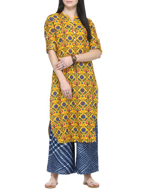 multi colored kurta palazzo set - 12980391 - Very Small Image - 1