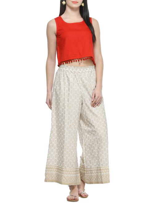 white cotton palazzos - 12980548 - Very Small Image - 1