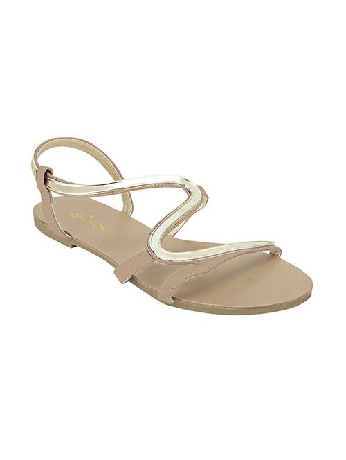 gold leatherette back strap sandals - 12982731 - Very Small Image - 1