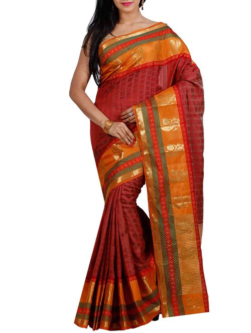 maroon mysore silk saree - 12985036 - Very Small Image - 1