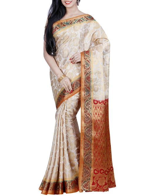 cream mysore silk saree - 12985045 - Very Small Image - 1