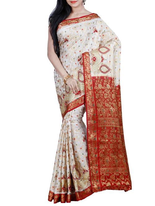 cream mysore silk saree - 12985046 - Very Small Image - 1