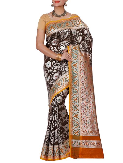 brown mysore silk saree - 12985081 - Very Small Image - 1