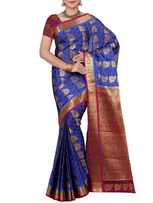 blue mysore silk saree - 12985087 - Very Small Image - 1