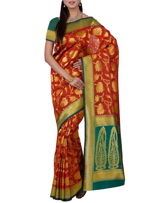 red mysore silk saree - 12985110 - Very Small Image - 1