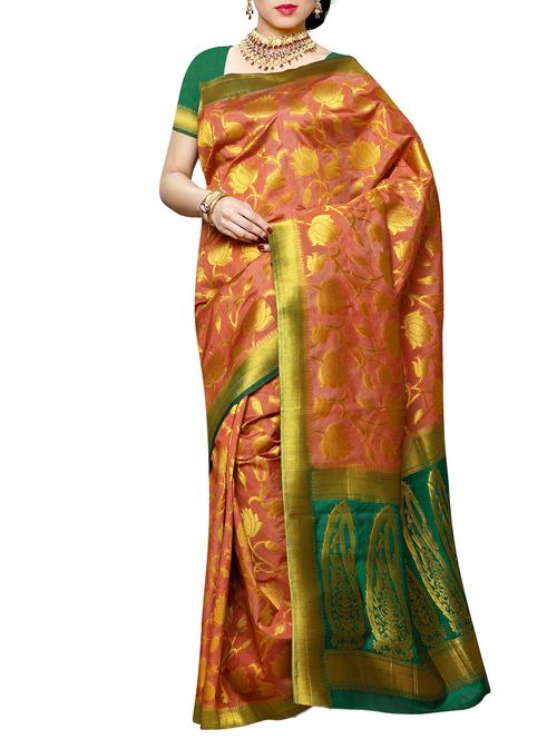 peach mysore silk saree with blouse - 12985112 - Very Small Image - 1