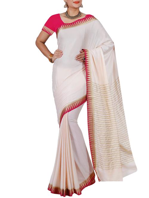 cream mysore silk saree - 12985136 - Very Small Image - 1