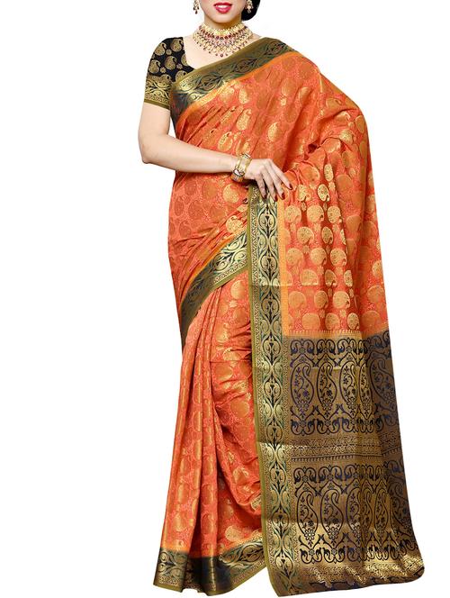 orange mysore silk saree - 12985145 - Very Small Image - 1