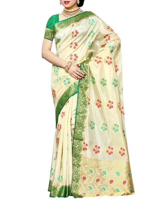 cream mysore silk saree - 12985149 - Very Small Image - 1