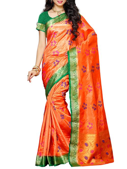 orange mysore silk saree - 12985150 - Very Small Image - 1