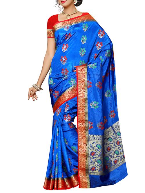 blue mysore silk saree - 12985151 - Very Small Image - 1
