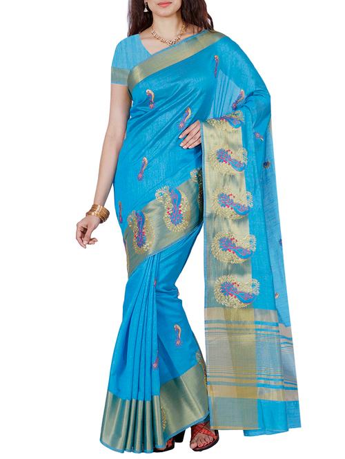 blue mysore silk saree - 12985180 - Very Small Image - 1