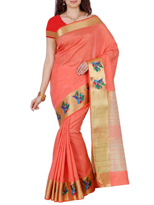 peach mysore silk saree - 12985188 - Very Small Image - 1